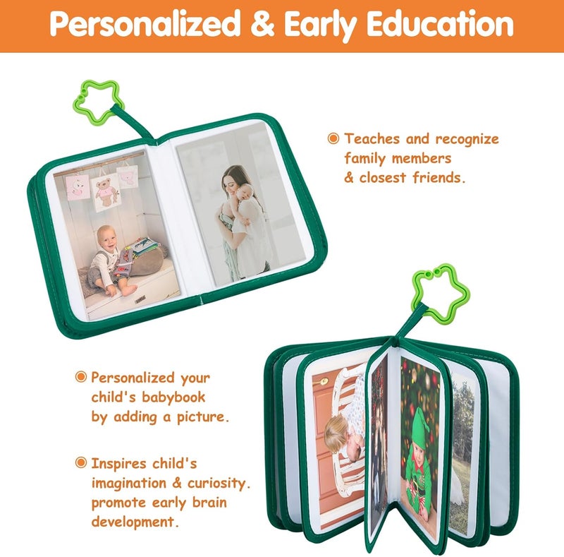 abcxgood Products My First Family Album photo book Holds 4 x 6 in photos soft baby book Suitable for newborns Children's personalized (Green) - Image 2